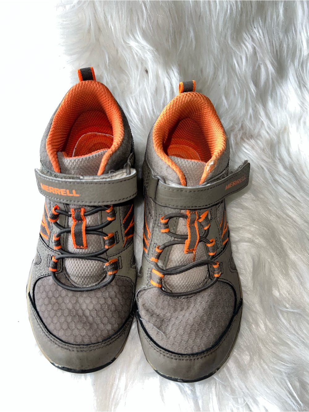 Merrell Kids Gray and Orange Hook-and-Loop Active Sneaker
